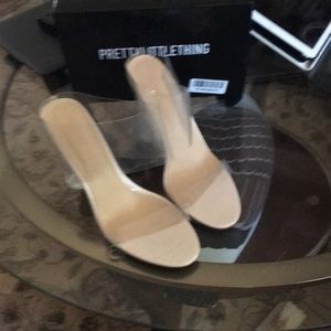 Size 7, high heels, clear